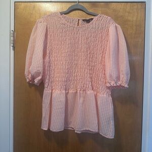 Peach Gingham Women's Top